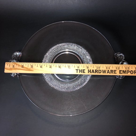 Vtg Duncan & Miller Teardrop Clear Glass Plate Platter 13-3/8" 2-Handled Handles - Picture 2 of 9